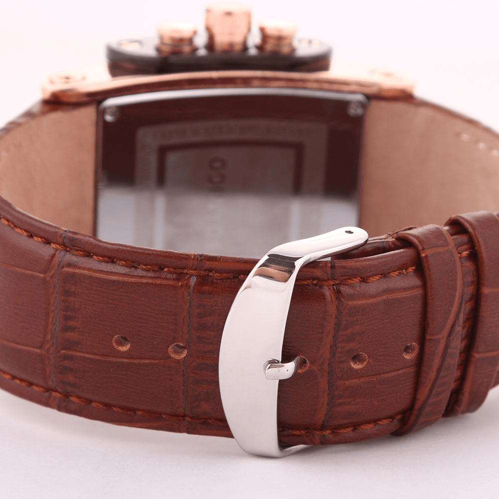 BOAMIGO 2098 Retro Small Square Watch Calendar Men Waterproof Leather Strap Quartz Watch - Trendha