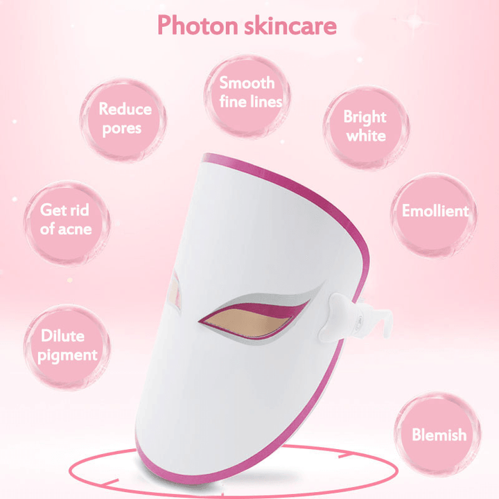 3 Colors Electric Led Facial Mask Face Mask Machine Light Therapy Acne Mask Neck Beauty Machine Led Mask Led Photon Therapy - Trendha