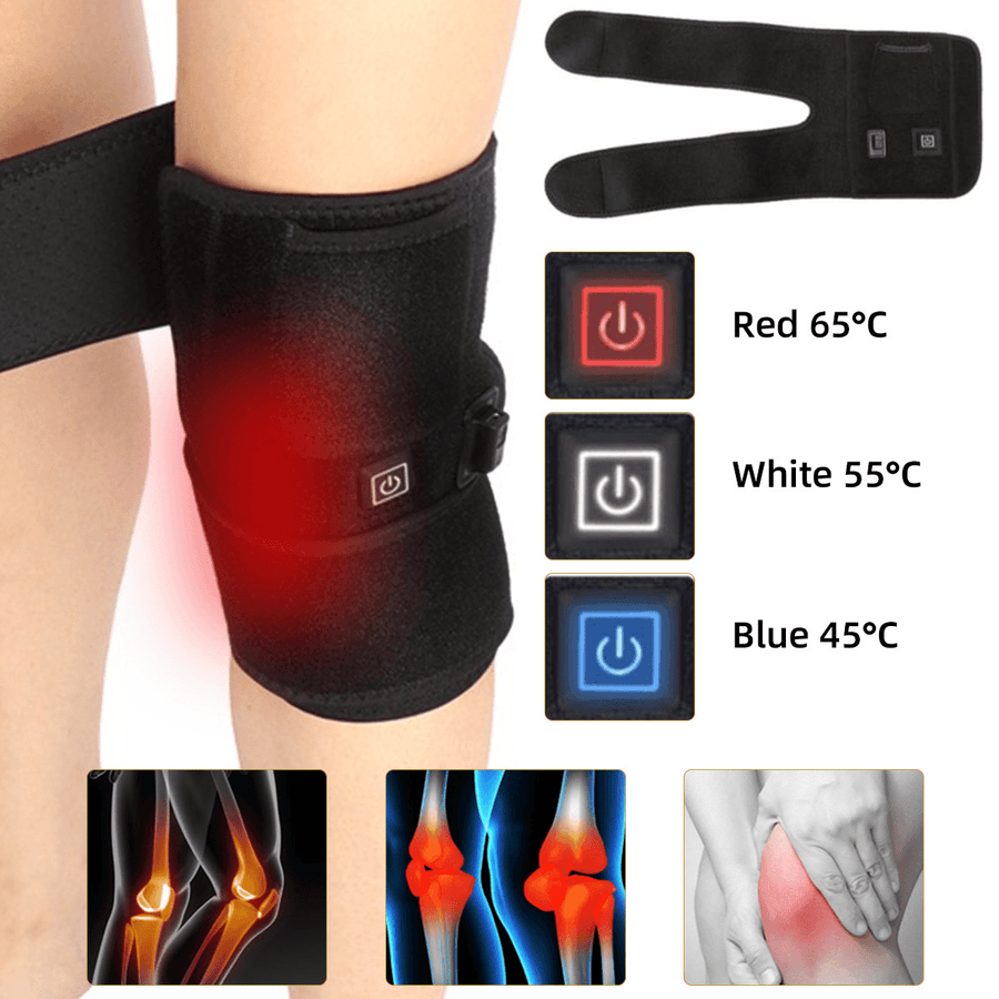 USB Heated Knee Pad Electric Warm Therapy Leg Wrap Belt Brace Arthritis Pain Relief - Trendha