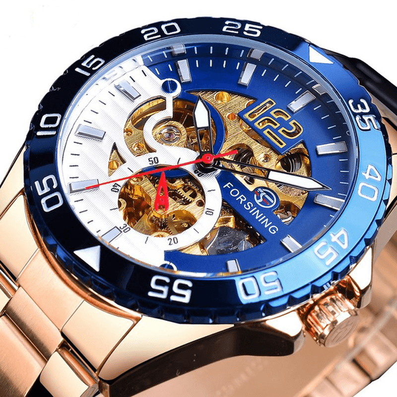 FORSINING TM366G Fashion Men Automatic Watch Business Stainless Steel Strap Mechanical Watch - Trendha