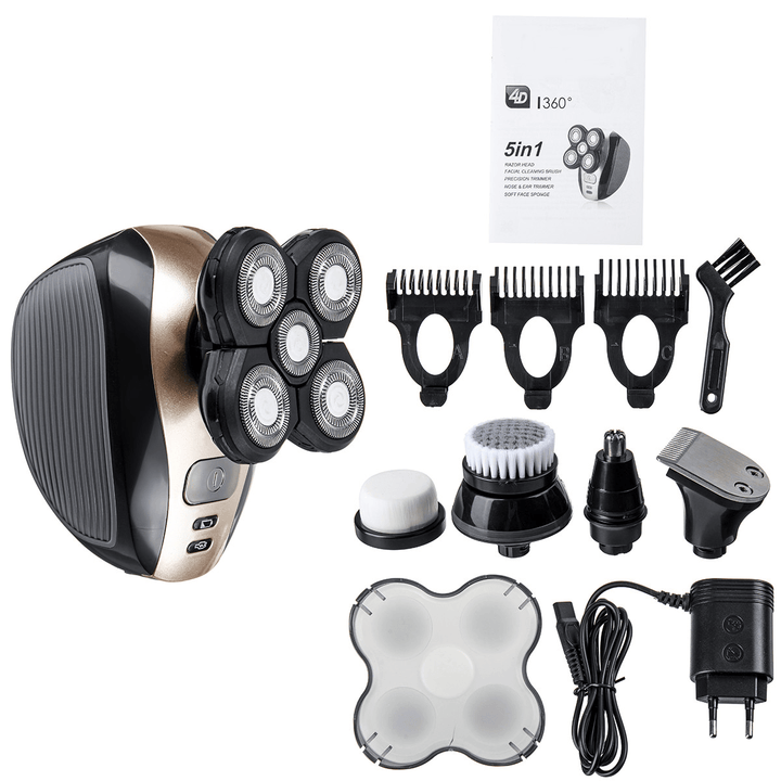 5 in 1 Rechargeable Electric Bald Trimmer Beard Shaver Hair Clipper Grooming Kit - Trendha