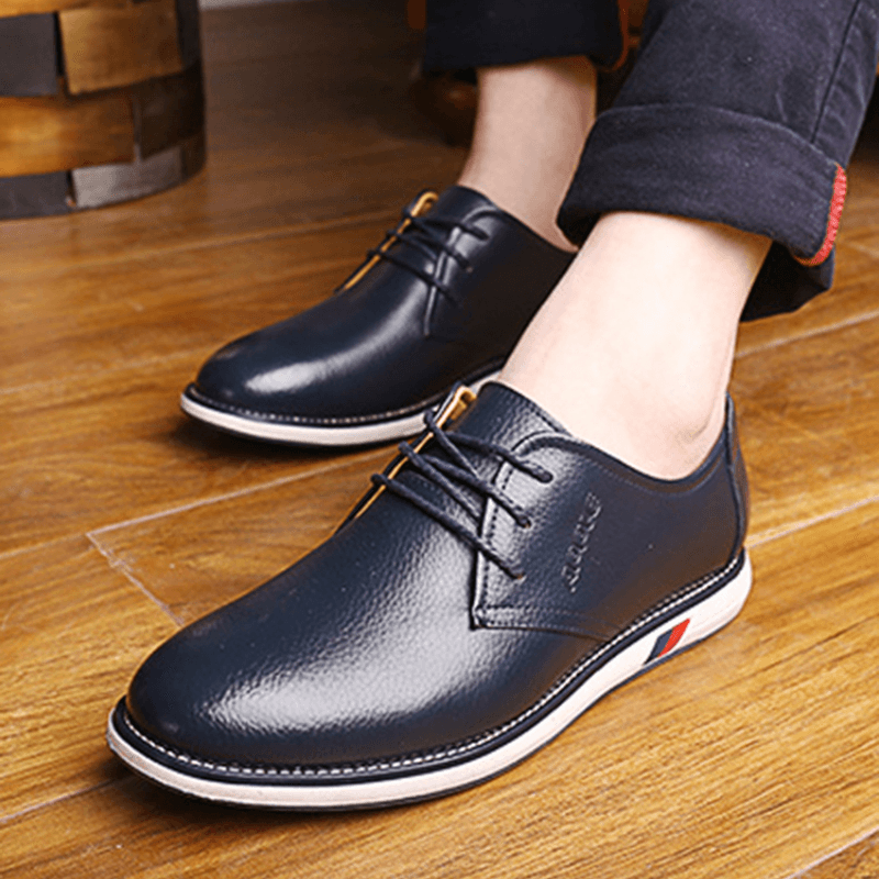 Men Cowhide Leather Breathable Non Slip Comforty Classical Casual Business Shoes - Trendha