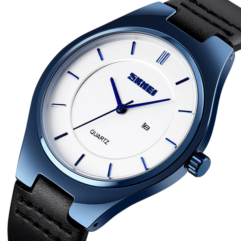 SKMEI 1575 Ultra Thin Casual Style Men Wrist Watch Date Display Waterproof Quartz Watch - Trendha