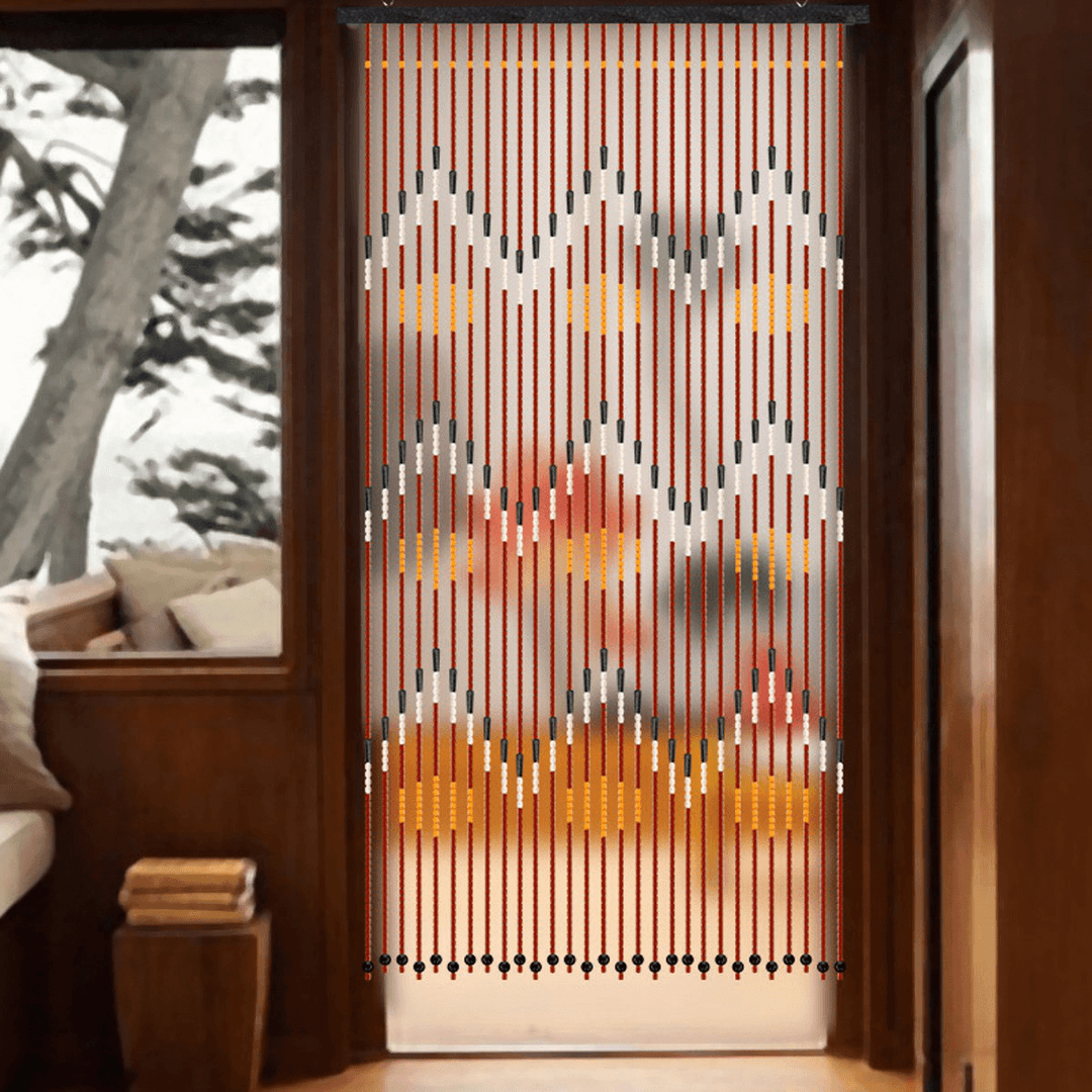 90 X 195Cm 31 Line Retro Wooden Bead String Door Curtain Blinds Fly Screen for Porch Bedroom Bathroom - Trendha
