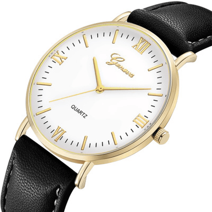 DEFFRUN XR3252 Simple Dial Design Leather Strap Casual Style Fashion Men Watch Quartz Watch - Trendha