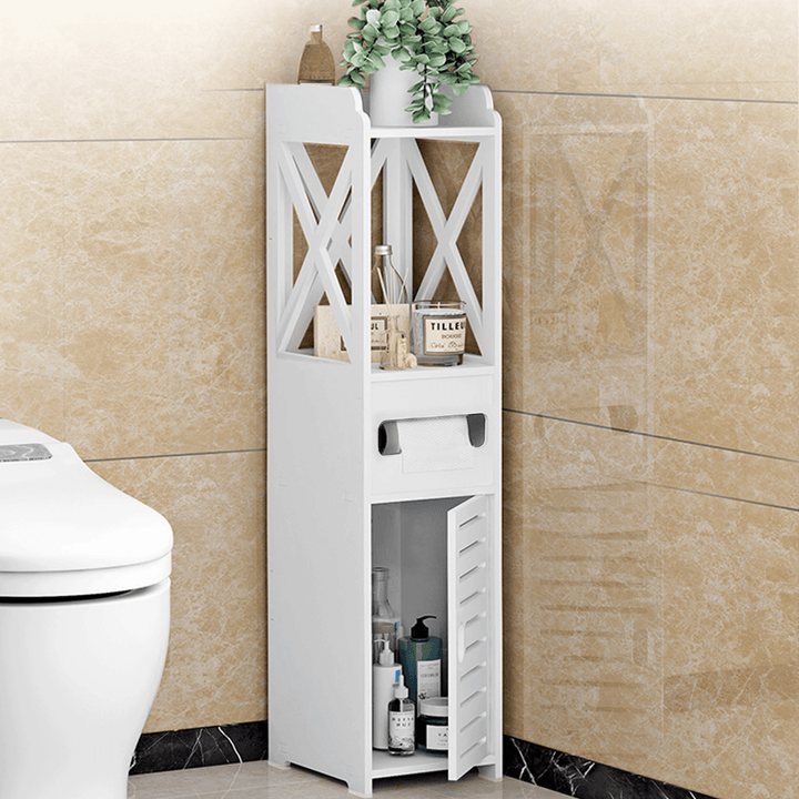 Bathroom Toilet Cabinet Storage Cupboard Rack Tissue Organizer Shelf - Trendha