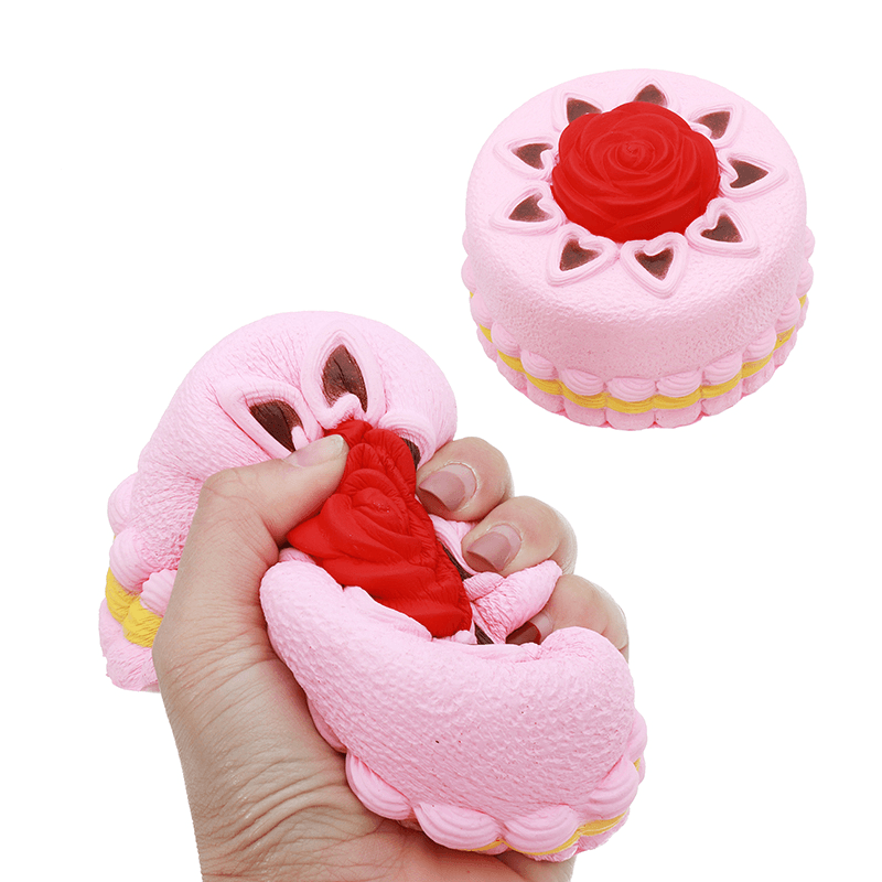 Squishy Rose Cake 12Cm Novelty Stress Squeeze Slow Rising Squeeze Collection Cure Toy Gift - Trendha