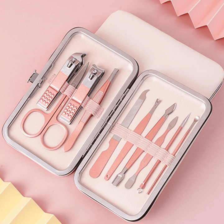 Professional Stainless Steel Manicure Tools Pink Olecranon Nail Scissors Nail Clipper Tool Set - Trendha