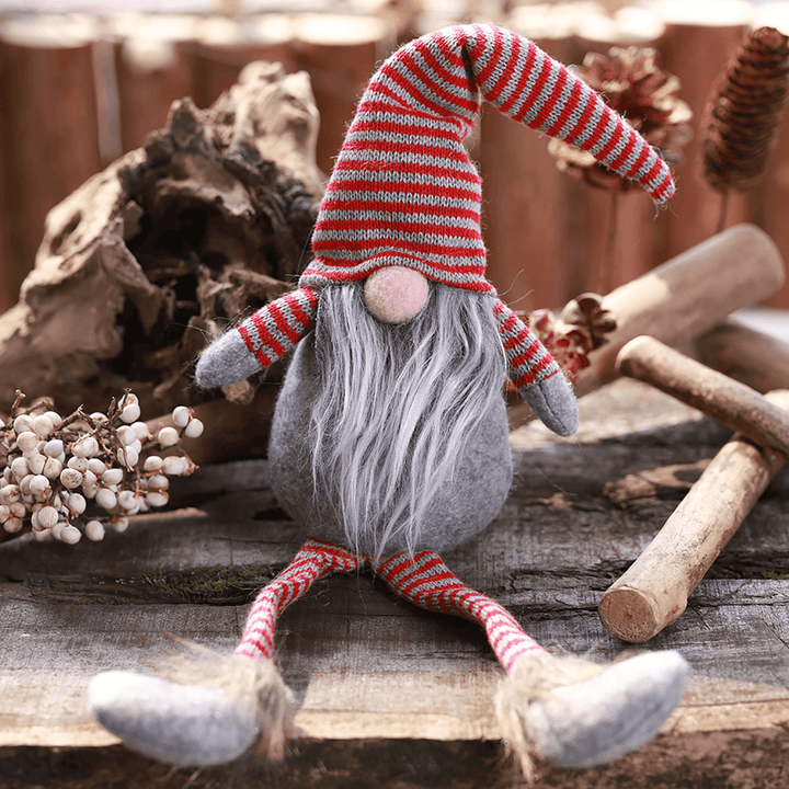 Non-Woven Hat with Long Legs Handmade Gnome Santa Christmas Figurines Ornament Decorations Toys - Trendha
