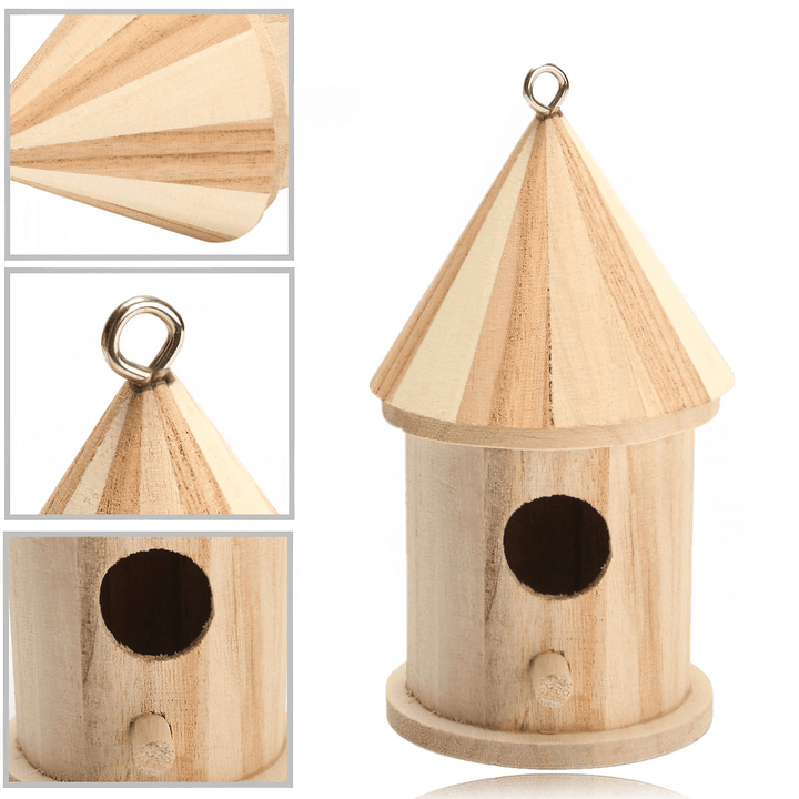 Wood Carving Wooden Birdhouse Bird Nest House Shed Garden Yard Hanging Decor 16 X - Trendha