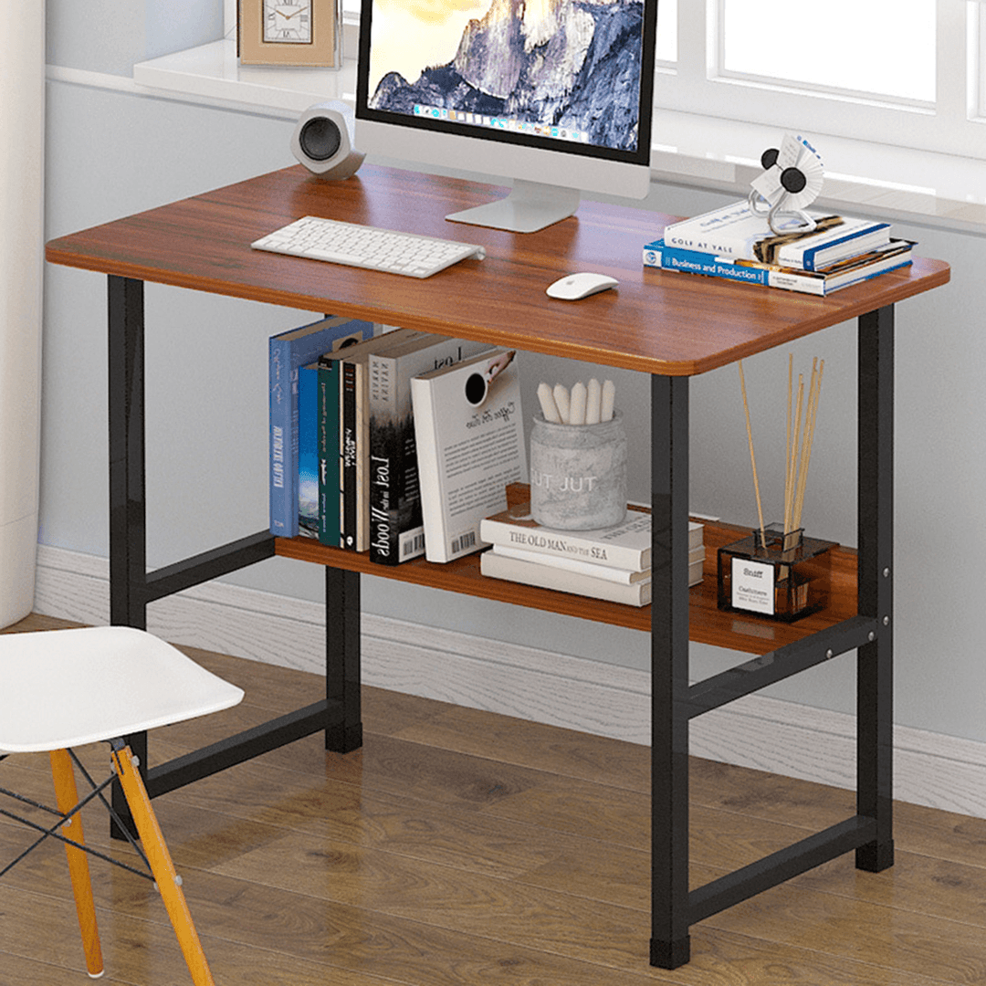 Standing Computer Desk Simple and Modern Writing Desk Dormitory Desk with Storage Board for Student Small Size - Trendha
