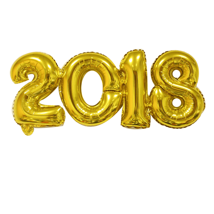 2018 Number Foil Balloon Gold Silver Happy New Year Room Party Decoration - Trendha