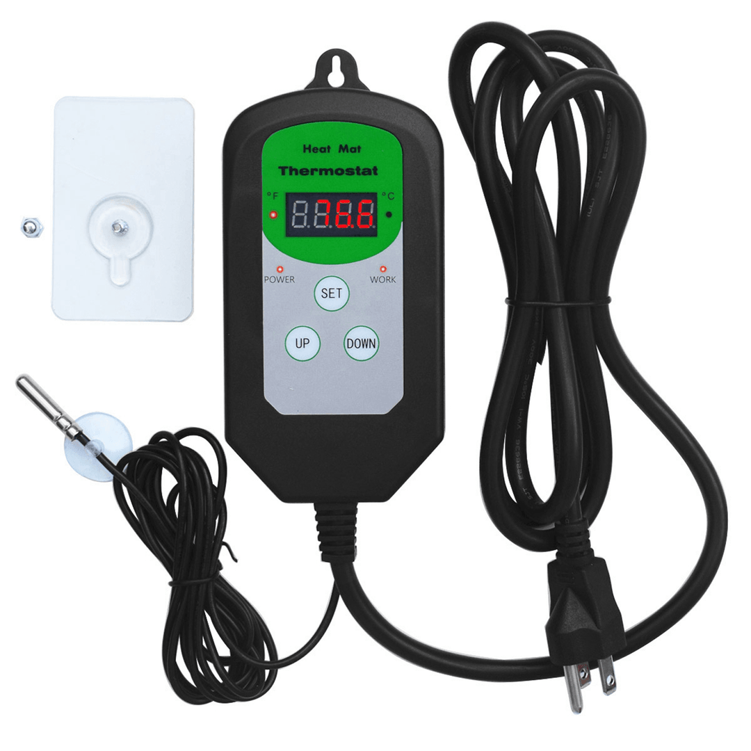 Adjustable 110V Digital Temperature Control Sensor Regulator Heating Plant Reptile Heating Pad Temperature Controller - EU Plug - Trendha
