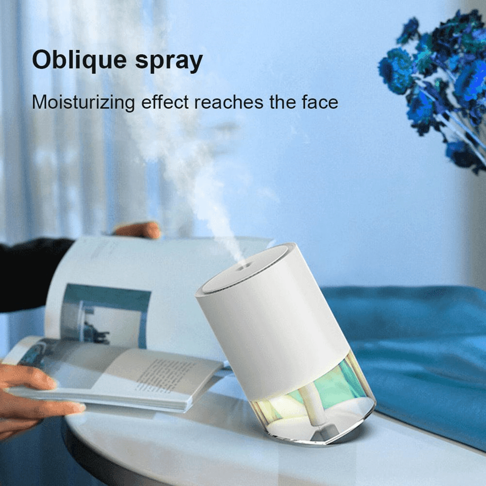 350Ml Air Oblique Humidifier Nano Atomization with Colorful Lights 2 Spray Mode USB Charging 1200Mah Battery for Home Office - Trendha