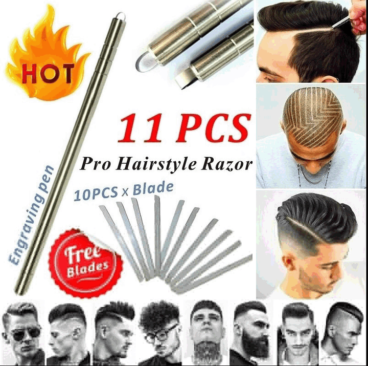 Professional Hair Carving Pen for Beard, Eyebrows, and Hair Trimming - Magic Engrave Shears with Tattoo Barber Scissors - Trendha