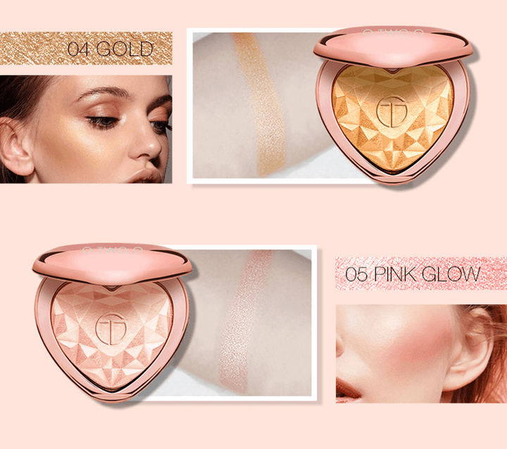 Glow Kit Highlighter Makeup Shimmer Face Body Heart Highlighter Blush Palette Illuminator Highlight Contour Golden Bronzer - Trendha