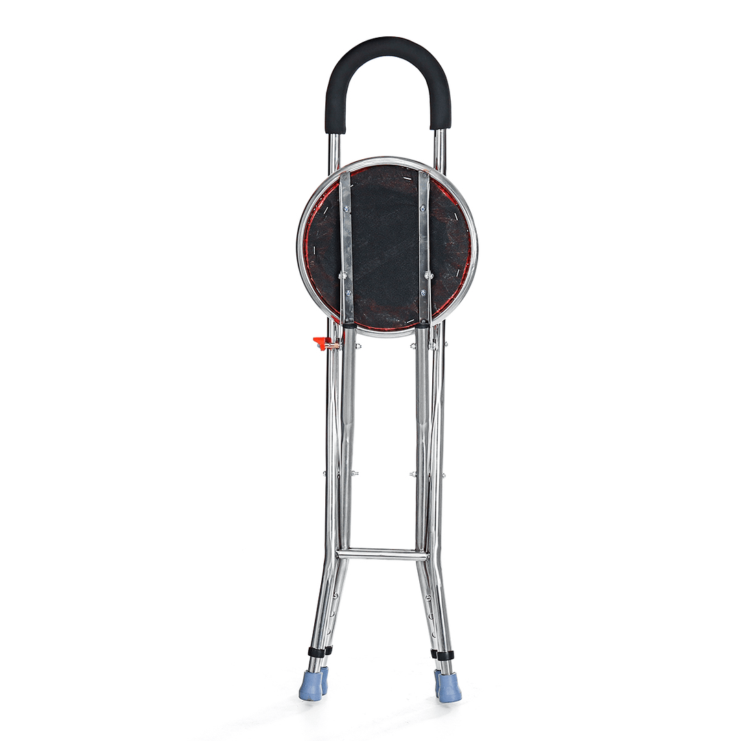 Adjustable Height Folding Stainless Steel Cane Chair Seat Portable Walking Stick - Trendha