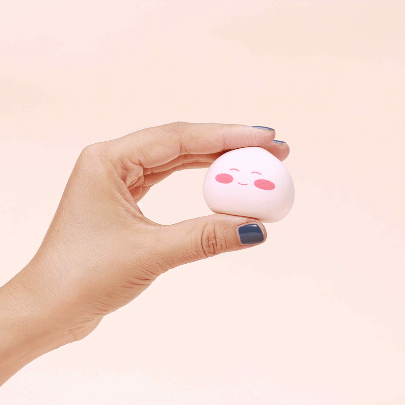 3PCS/SET Makeup Puff Sponge by WODWOD Pink Color Peach Shape with Smile Printing Wet Dry Use Maekup Water Drop Sponge - Trendha