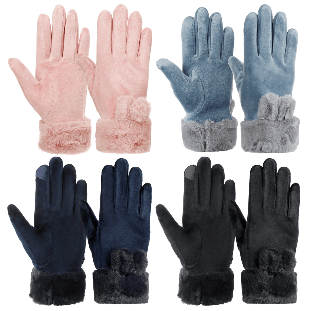 Women Winter Warm Gloves Outdoor Sport Touch Screen Windproof Full-Finger Thermal Gloves - Trendha