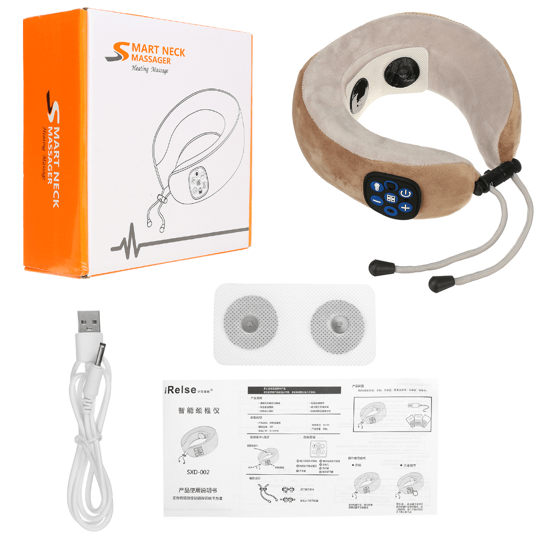 U-Shaped Electric Neck Massager USB Rechargeable Cervical Heating Massager - Trendha