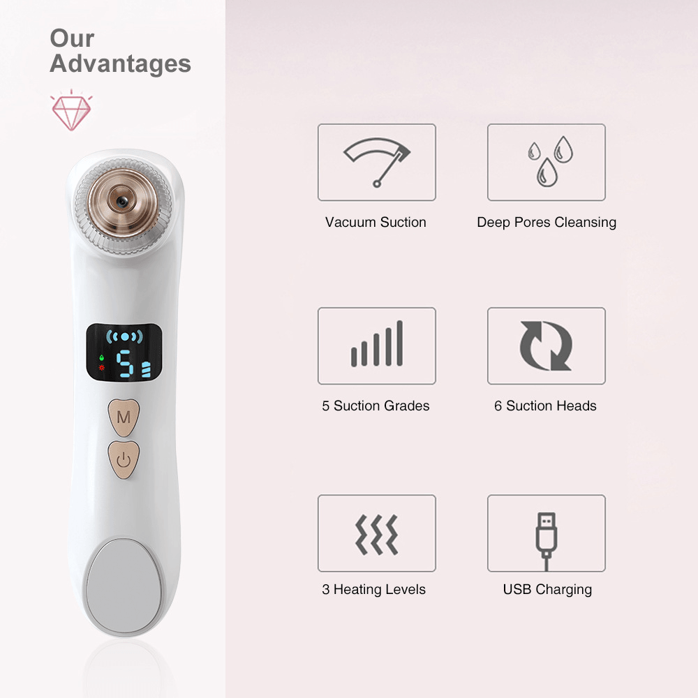 Wifi Camera Visual Blackhead Remover Hot Massage Vacuum Electric Pore Cleaner Acne Pimple Removal Heating Face Massager Skin Deep Cleaning - Trendha