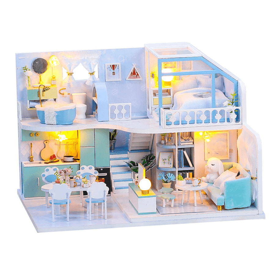 DIY Doll House Handmade Creative Attic House 3D Building Assembly Model Assembly Toy Birthday Gift - Trendha