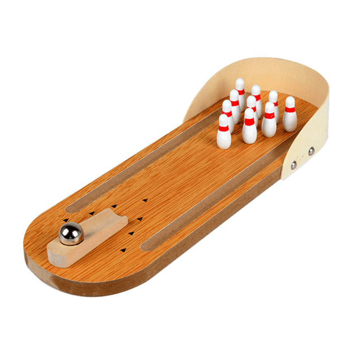 Mini Indoor Desktop Game Wooden Bowling Table Play Games Party Fun Kids Toys Board Games - Trendha