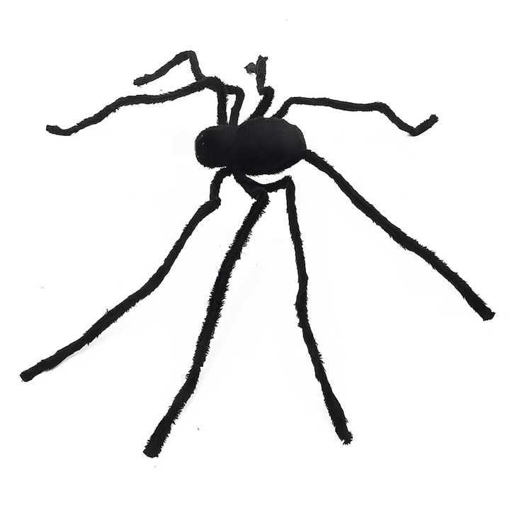 125Cm Black Spider Halloween Props Spider Web Plush Cotton Haunted House Decoration Toys with OPP Bag - Trendha
