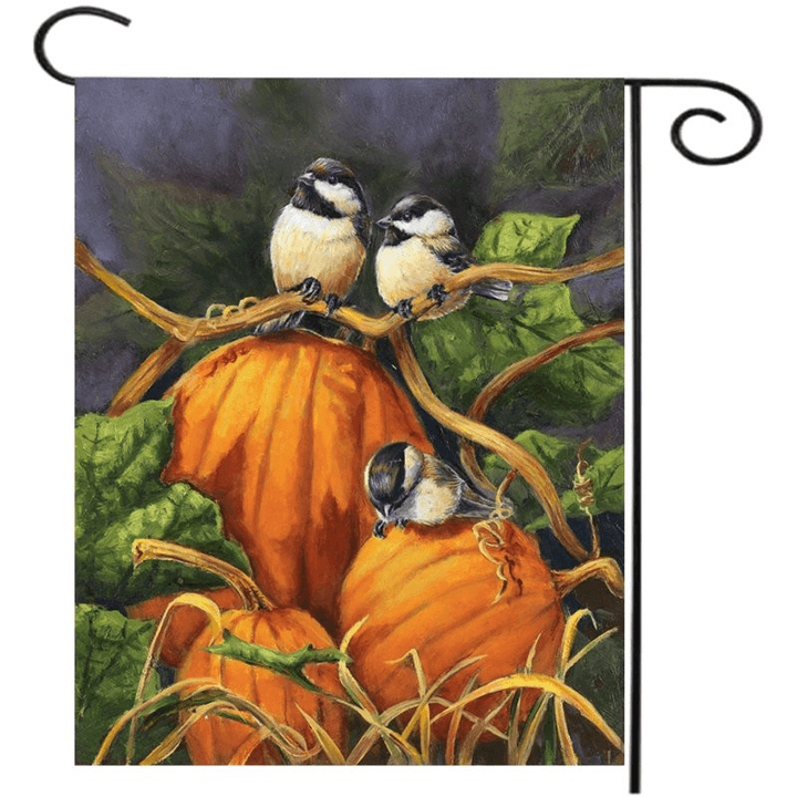 30X45Cm Thanksgiving Polyester Pumpkins Birds Welcome Flag Garden Holiday Decoration - Trendha