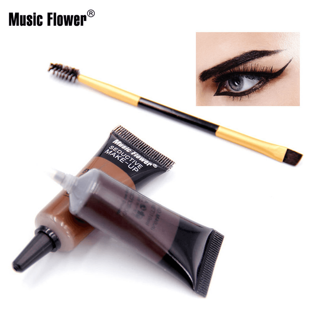 Music Flower 2 Color Eyebrow Gel Eye Brow Enhancers Waterproof Makeup Brush Set - Trendha