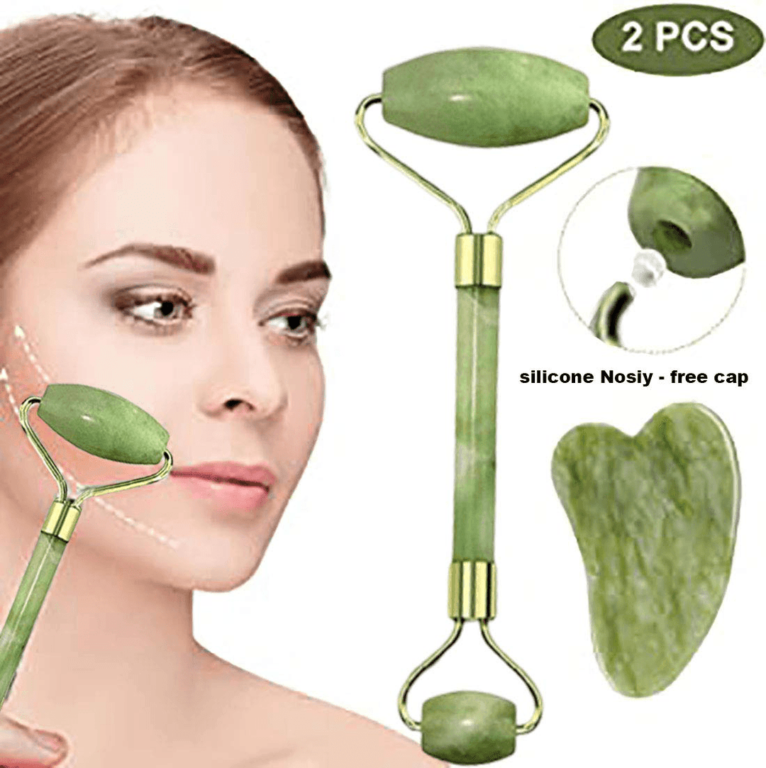 2Pcs Gift Box Jade Roller Face Roller Facial Beauty Roller Gua Sha Tool Skin Care Massager for Face Eyes Neck and Body - Trendha