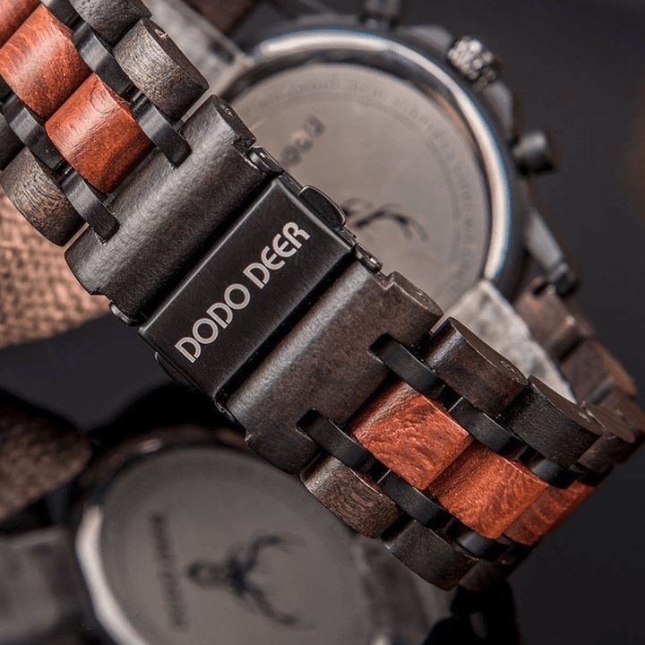 DODO DEER D07 Retro Wooden Luminous Date Display Quartz Watch Wristwatch with Gift Box - Trendha