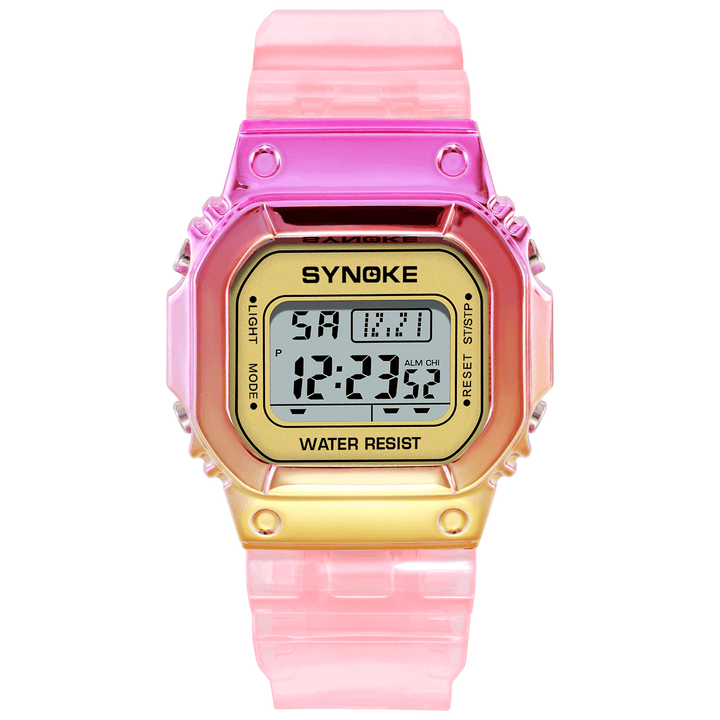 SYNOKE 9622 Gradient Color Watch Case Fashion Style Women Men Luminous Display Couple Digital Watch - Trendha