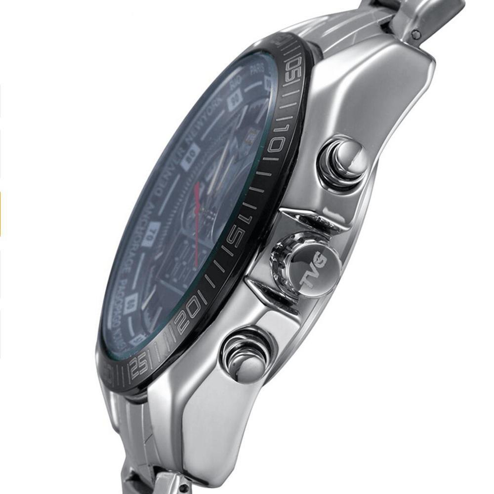 TVG 468 Men Luxury Steel Band Date Luminous Display Fashion Sport Dual Disaplay Digital Watch - Trendha