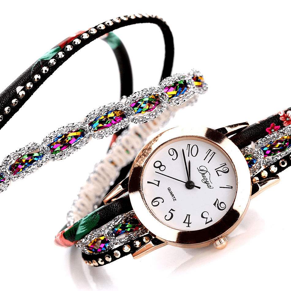 DUOYA Retro Style Women Bracelet Watch Rhinestone Quartz Watch - Trendha
