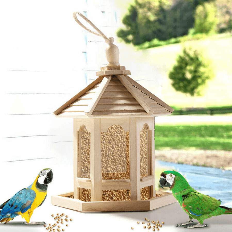 Wooden Bird House Feeder Frame Bird Cage Net for Feeding Tool - Trendha