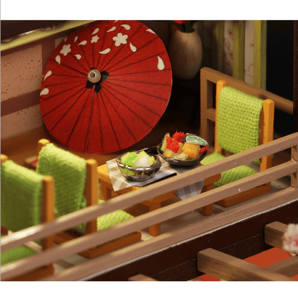 Homeda M2011 Japanese-Style Sushi Restaurant DIY Doll House Assembly Cabin Creative Toy with Dust Cover Indoor Toys - Trendha