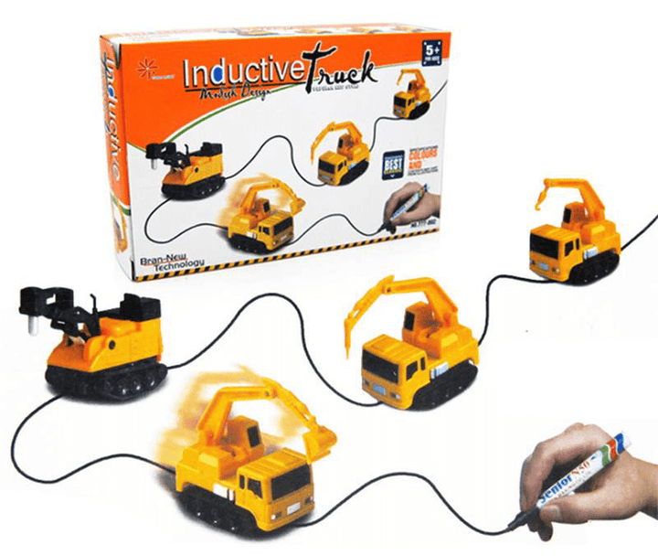 Magic Car Follow Line Moving Pen Pull Lines Construction Vehicles Kids Gift Novelties Toys Random Color - Trendha
