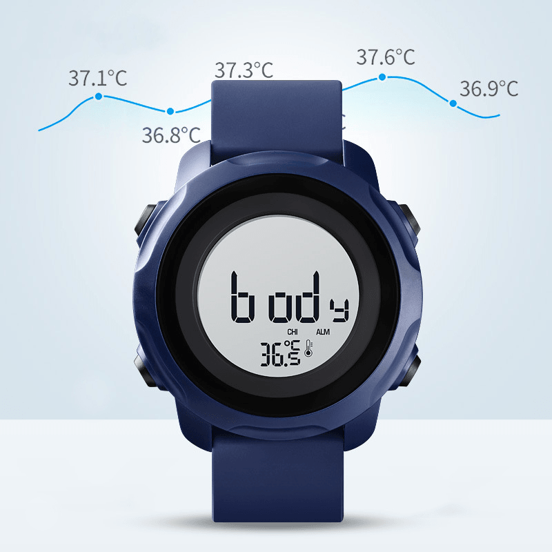 SKMEI 1682 Body/Ambient Temperature Measurement Date Week Display 5ATM Waterproof EL Light Men Digital Watch - Trendha