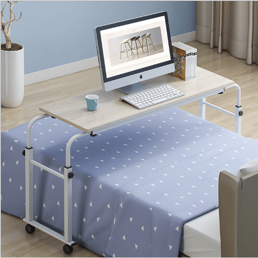 Adjustable Rolling Laptop Computer Desk Bed Desk over Bed Lap Desk Table Foldable Breakfast Serving Bed Tray with Wheels - Trendha