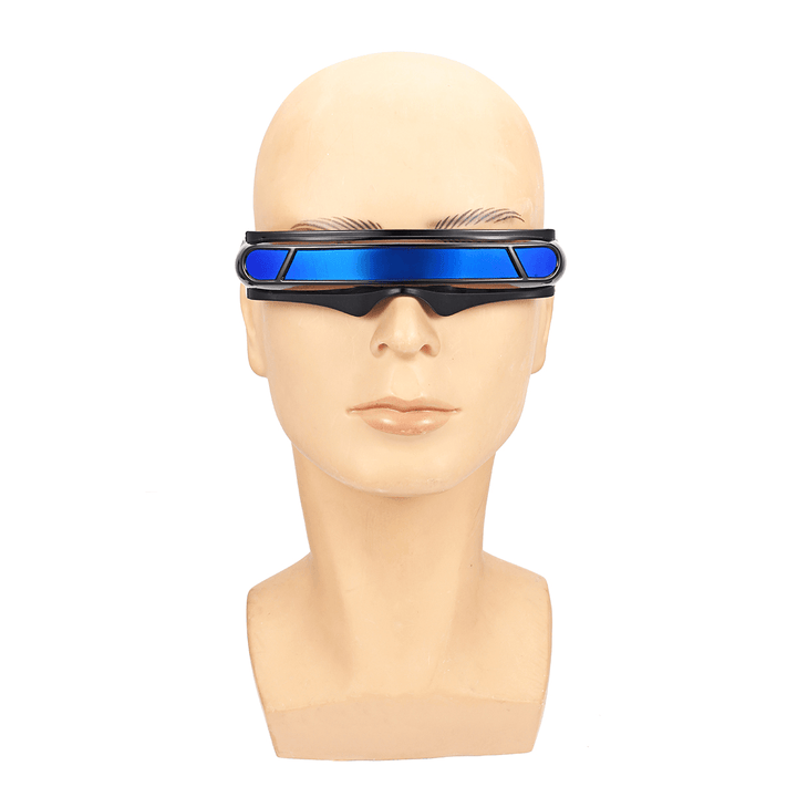 Futuristic Sunglasses Mirrored Narrow Lens Wrap Visor Robot Costume Wrap Glasses - Trendha