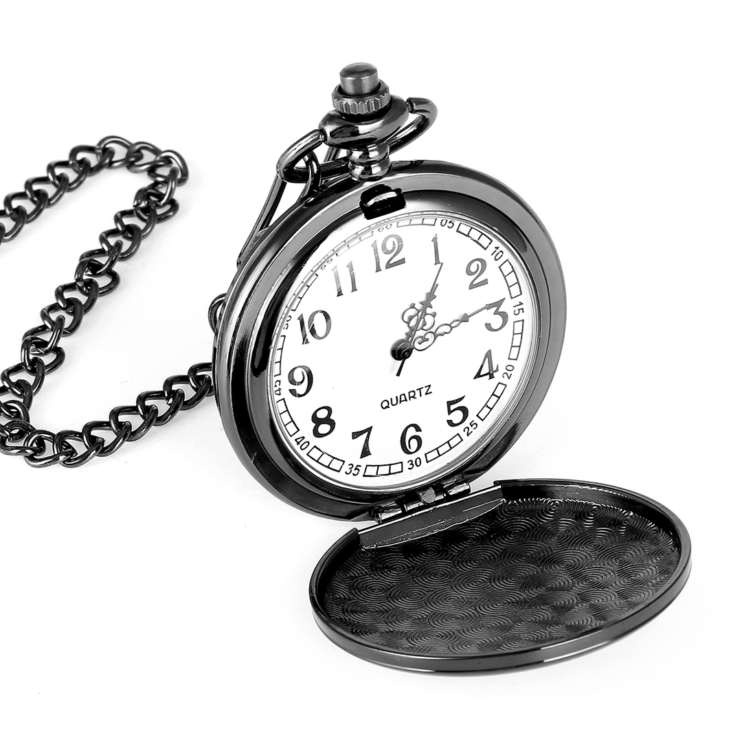 Vintage Retro Arabic Numerals Time Display Men Quartz Pocket Watch with Necklace Chain - Trendha