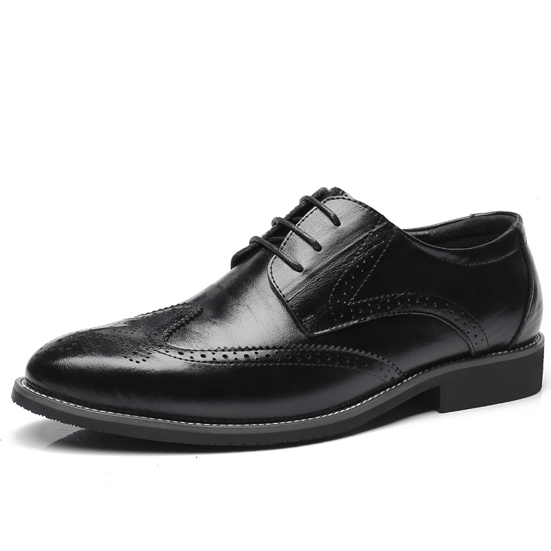 Menico Men Brief Cowhide Lace-Up Pointed Toe Business Dress Shoes - Trendha