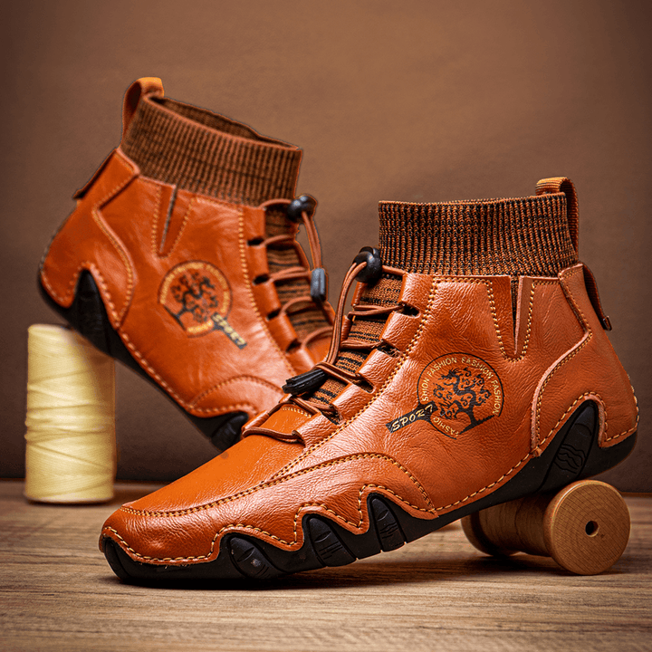 Menico Men Handmade Leather Non Slip Soft Sock Ankle Boots - Trendha