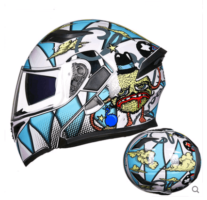 GXT Motorcycle Helmet Men and Women Double Lens Full Cover Full Face Helmet Anti-Fog Four Seasons Bluetooth with a Collar - Trendha