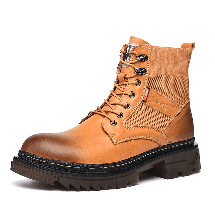 Men Comfy round Toe Slip Resistant High Top Tooling Boots - Trendha