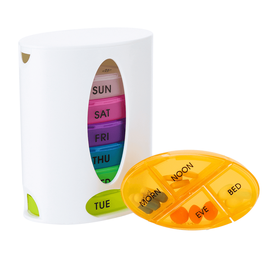 12*10*6Cm Portable Pill Box 28 Grids for 7 Days Weekly Pill Storage Case - Trendha