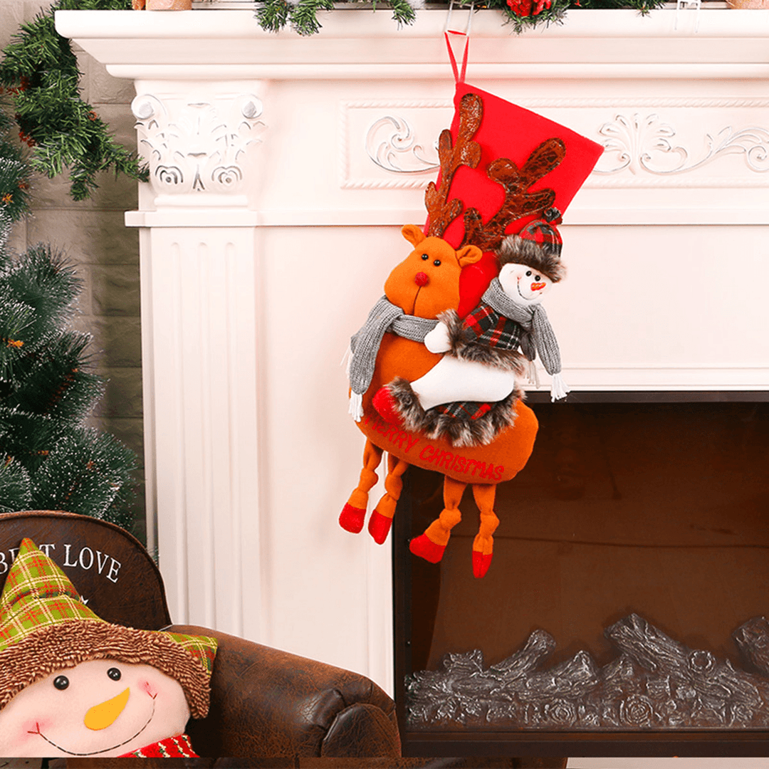 50Cm Christmas Stocking 3D Snowman Decoration Hanging Sock Gift Bag Party Decor - Trendha