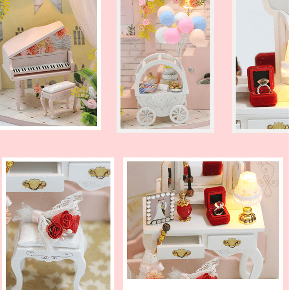 Homeda DIY Doll House Creative Valentine'S Day Birthday Gift Wedding Engagement Scene Bridal Shop Model with Furniture - Trendha