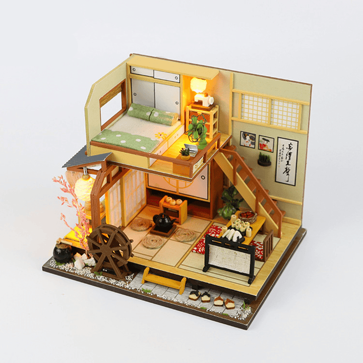 DIY Dollhouse Miniature Wooden Furniture LED Kit Japanese Style Handcraft Toy Doll House Gift - Trendha